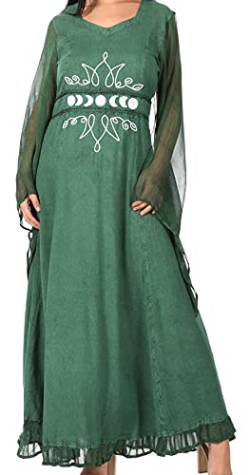 Sakkas ADL20324 - Eve Damen Langarm Casual Mittelalter Renaissance Keltisches Maxikleid Weich - Grün - L/XLP von Sakkas