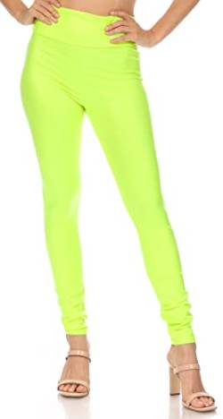 Sakkas FOMatteLiquid8515 Footless Ultra Slim Fit Matte Liquid Wet Look Leggings - Neon Lime - S von Sakkas