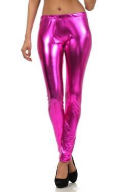 Sakkas Footless Liquid Wet Look Metallic Stretch Leggings - Pink/Klein von Sakkas