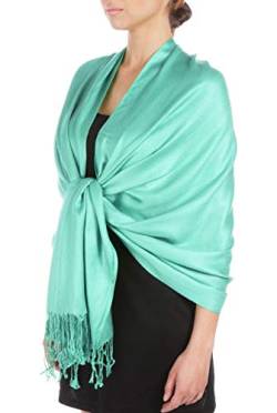 Sakkas Large Weiche seidige Pashmina Schal Wrap Schal Stola in Uni-Farben - LtBlue von Sakkas