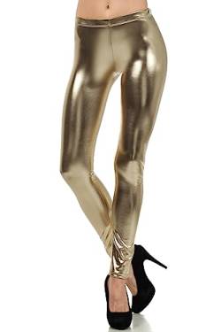 Sakkas Liquid111 Footless Flüssigkeit Wet Look Shiny Metallic Stretch Leggings - Grau/X - Large von Sakkas