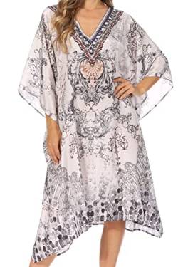 Sakkas - ShortCaftan MiuMiu Leichtes Sommer Gedrucktes Kurzes Kaftankleid/Cover Up - 496 - OS von Sakkas