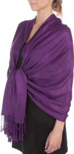 Sakkas Silky Feste weiche Pashmina Schal Wrap Stole - Aubergine von Sakkas