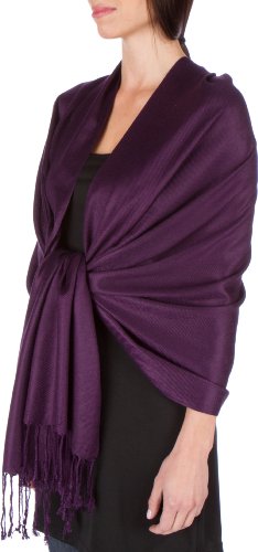 Sakkas Silky Feste weiche Pashmina Schal Wrap Stole - Dark Purple von Sakkas