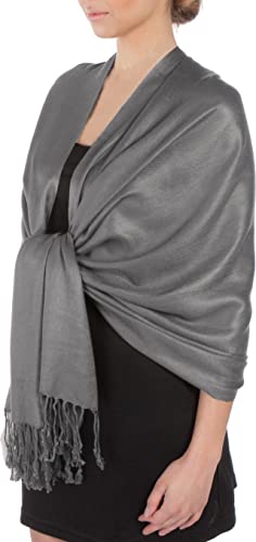 Sakkas Silky Feste weiche Pashmina Schal Wrap Stole - Grau von Sakkas