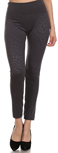 Sakkas YC1501 - Frauen Patterned Soft Fleece gefüttert hohe Taille Leggings - Holzkohle - One Size Regular von Sakkas