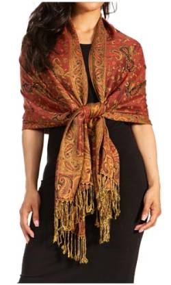 Sakkas Zweischichtiger Jacquard Paisley Viskose Pashmina Schal/Stola - - Schwarz von Sakkas