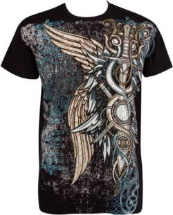 Wings and Swoderds T-Shirt aus Baumwolle für Männner - Schwarz/XX-Large von Sakkas