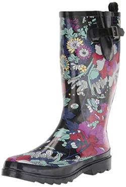 Sakroots Damen Rhythm Regenstiefel Gummistiefel, Black Flower Power, 41.5 EU von Sakroots