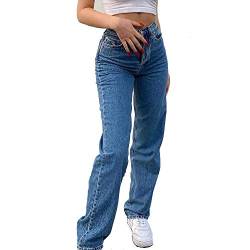 Damen High Waisted Straight Leg Jeans Mode Lässige Jeanshose Lose Baggy-Hose mit Schmetterlingsmuster von SalmophC