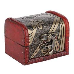 Salmue Schmuckkästchen Geschenkbox aus Holz Handgefertigte Mini-Aufbewahrungsbox Geschenkbox Schmuck aus Holz Retro Schatztruhe, Holz, Carnelian von Salmue