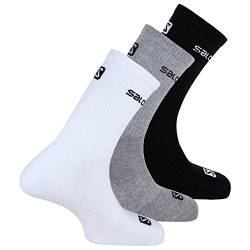 Salomon 3 PAAR Crew Sportsocken, Unisex, Sport Socks, Active Wear Crew (Weiß/Schwarz/Grau, 36-38 (UK 3.5-5)) von Salomon