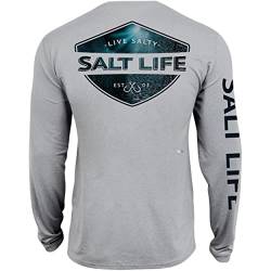 Salt Life Herren Langärmeliges Tiefsee-Motiv Performance Shirt, Mist Grey Heather, L von Salt Life