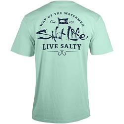 Salt Life Herren Ocean Kin Kurzarm-T-Shirt Hemd, Sea Glass, Mittel von Salt Life