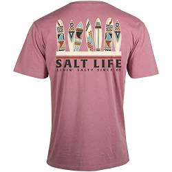 Salt Life Herren Retro Boards kurzen Ärmeln, salzgewaschen, Bequeme Passform T-Shirt, Malvenfarben, dunkel, Large von Salt Life