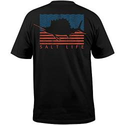 Salt Life Herren Sailin-Flagge, kurzärmelig, Rundhalsausschnitt T-Shirt, schwarz, Medium von Salt Life