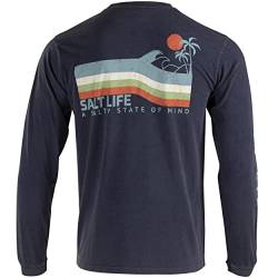 Salt Life Herren Salty Swell Langarmshirt mit klassischer Passform Hemd, tiefes Marineblau, L von Salt Life