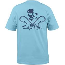 Salt Life Herren Totenkopf-und Haken-Motiv, Kurze Ärmel, Bequeme Passform T-Shirt, Himmelblau, Large von Salt Life