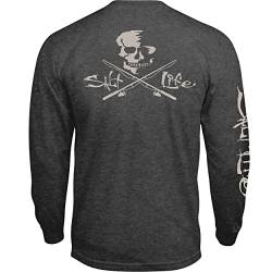 Salt Life Herren Totenkopf-und Stangenmotiv, langärmelig, Bequeme Passform T-Shirt, Militär, Grün, XX-Large von Salt Life