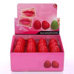 24 Stück Lippenbalsam in Erdbeerform, Feuchtigkeitsspendende Pflanzenextrakte, in Einer Box Verpackt, Lippenbutter für Frauen und Mädchen, Make-up von Saluaqui