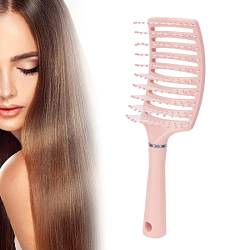 Entwirrungsbürste für Glattes Haar, Haarentwirrer, Professionelles, Belüftetes Paddel-Haarbürsten-Styling-Werkzeug für Männer und Frauen mit Rundem Kammzahnkopf (Rosa) von Saluaqui