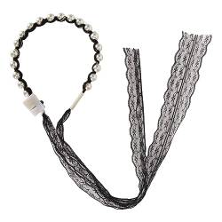 Leuchtendes Spitzen-Haarband mit Künstlicher Perle, Knopfbatterien, Flexibles Stirnband für Hochzeitsfeier von Saluaqui