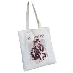 Genshin Impact Hu Tao Canvas Taschen für Frauen Lustige Anime Tragetasche für Mädchen Wiederverwendbare Einkaufstaschen Strandtasche Genshin Anime Merchandise Anime Liebhaber Geschenktasche von Salutebaba