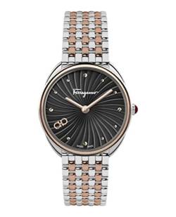 Salvatore Ferragamo Kollektion Luxus Damen Armbanduhr Zeitmesser, Zweifarbig, OS, Cuir, SFYN01722 von Salvatore Ferragamo