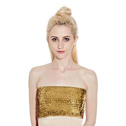 Damen Pailletten Jahre Top, Sparkly trägerlose Rentenpunkte für Party-Clubbekleidung, nicht gepadste dehnbare Bralette Shiny Bandeau Bra Top für Performance-Kostüm von SamHeng