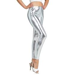 Glänzende Damen-Leggings, hoch taillierte Stretch-Leggings, Wet-Look-Metallic-Disco-Hosen, Tanz-Yoga-Hosen, Strumpfhosen, Lounge-Röhrenhosen, dehnbare Slim-Fit-Hosen für Tanzbekleidung, Nachtclub von SamHeng