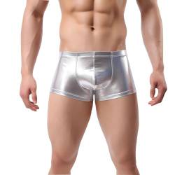 Glänzende Herren Boxershorts, elastische metallische Boxershorts, sexy Herren Boxershorts mit niedriger Taille, glitzernde sexy Hosen für Clubwear, sexy Unterhosen für Tanzbekleidung, Nachtclub, Rave von SamHeng