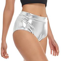 Glänzende Shorts für Damen, Sexy Dehnbare metallische Hotpants, Ballett Tanz Unterwäsche Shorts, Wet Look Booty Shorts mit hoher Taille für Tanzbekleidung, Nachtclub, Rave Party, Performance Kostüm von SamHeng