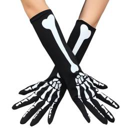 Halloween Skelett Handschuhe, Schädel Klauen Geister Knochen Handschuhe für Halloween Cosplay Party Requisiten, dehnbare Schädelknochen Vollfinger Handschuhe für Halloween Kostümzubehör von SamHeng