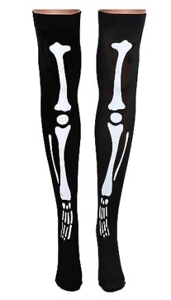 Halloween Skelettstrümpfe, Skelett über den Kniesocken, gruselige Schädelknochen Oberschenkel hohe Socken, Horror Cosplay Strümpfe für Erwachsene, Halloween Strumpfhosen Strümpfe Gothic Strumpfhosen von SamHeng