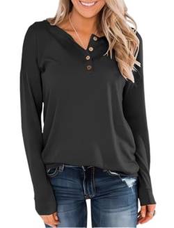 Lässige Langarm Oberteile für Damen, locker sitzende Tunika Pullover mit V Ausschnitt, weiche elegante Oberteile, gestrickte Herbst-T-Shirt-Blusen, Basic TShirt Herbst Winter Kleidung für die tägliche von SamHeng