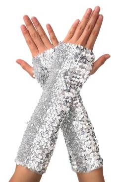 Pailletten Handschuhe für Damen, Bühnenauftritt lange glitzernde fingerlose Pailletten Handschuhe, elastische glänzende Tanzhandschuhe für Maskerade Partys, Rave, Halloween, Cosplay, Opernaufführungen von SamHeng