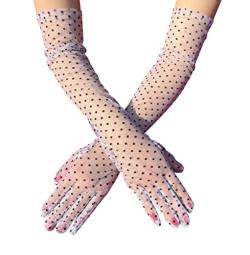 SamHeng Damen Lange Tüll Handschuhe Fingerhandschuhe Oper Braut Tanzhandschuhe Party Stretch Handschuhe Erwachsene Halloween Handschuhe Weiß von SamHeng