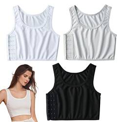 SamHeng Frauen Brust Binder Transgender FTM Schnalle Brust Binder Tank Top Weste Sport BH Jugendliche Trans Lesben Wildfang 3 Pack (as3, Numeric, Numeric_36, Regular, Regular, 3p) von SamHeng