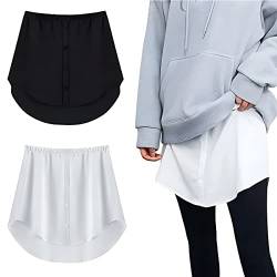 SamHeng Hemdverlängerung Damen, 2 Stück Hemdverlängerung Damen Blusenrock, Damen Mini Unterrock Lower Skirt Sweep Hemd Verlängerung Rock mit Knöpfen Saum Röckchen-M von SamHeng