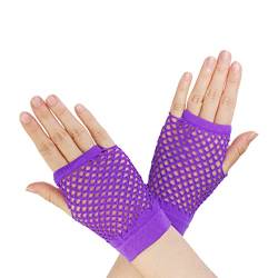 SamHeng netzhandschuhe, 1 Paar Gelb Kurze Netzhandschuhe, durchbohrte fingerlose Nylon-Netz Handschuhe, funky Retro, elegant, dehnbar, Opernabend, Party, 1920er-Jahre-Handschuhe von SamHeng