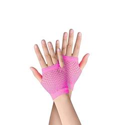 SamHeng netzhandschuhe, 1 Paar Gelb Kurze Netzhandschuhe, durchbohrte fingerlose Nylon-Netz Handschuhe, funky Retro, elegant, dehnbar, Opernabend, Party, 1920er-Jahre-Handschuhe von SamHeng