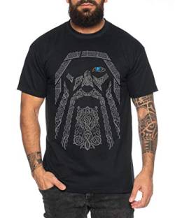 Blue Eye Odin - Herren T-Shirt Odin Raben Wikinger Wodan Valhalla Rising Walhalla Vikings, Farbe:Schwarz, Größe:3XL von Sambosa