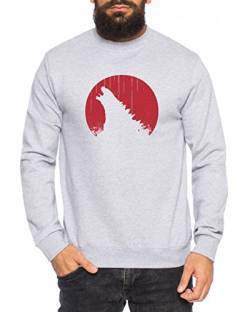 Godzilla Roar Drache Seemonster Nerd Dino Sweatshirt Pullover Sweat Longsleeve, Farbe:Grau;Größe:M von Sambosa