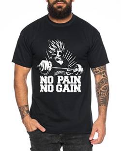 Gohan No Pain No Gain One Goku Dragon Master Son Ball Gym Vegeta Roshi Piece Golds Herren T-Shirt, Farbe:Schwarz;Größe:M von Sambosa