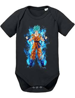 Goku Blau Aura Baby Strampler Body Dragon Master Son Ball Vegeta Turtle Roshi Db, Größe:68;Farbe:Schwarz von Sambosa