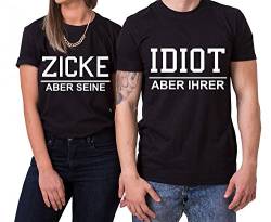 Idiot Zicke Queen Partner Look Pärchen Valentinstag T-Shirt Set, Größe:L;Partner Shirts:Damen T-Shirt Schwarz von Sambosa