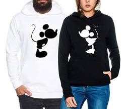 Kiss Mouse King Queen Partner Look Pärchen Valentinstag Hoodie, Größe:L, Partner Hoodies:Herren Hoodie Schwarz von Sambosa