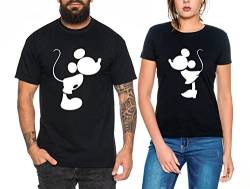 Kiss Partner Look Pärchen T-Shirt Set für Pärchen als Geschenk, Farbe:Schwarz;Größe:Damen Gr. M + Herren Gr. L von Sambosa
