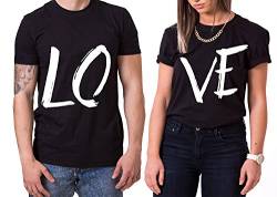 Love King Queen Partner Look Pärchen Valentinstag T-Shirt Set, Größe:3XL;Partner Shirts:Damen T-Shirt Schwarz von Sambosa