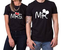 Mister Misses Partner Look Pärchen T-Shirt Set für Pärchen als Geschenk, Größe:3XL;Partner Shirts:Damen T-Shirt Schwarz von Sambosa